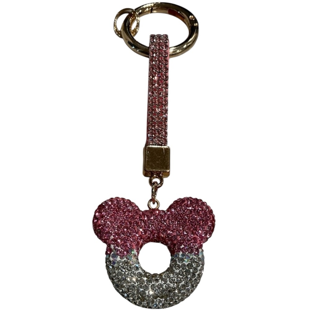 Rhinestone Pink and Silver Mickey Mouse Bag Charm/Keychain NEW
